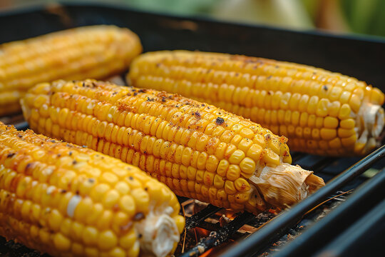 Fresh and delicious grilled corn, Image for menu, cafe, restaurant