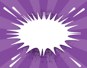 comic speech bubble background blank template. vector illustration in pop art style on purple background.