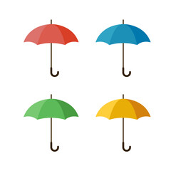 Colourful umbrella set. Vector illustration. Isolated on a white background.	
