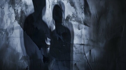 Shadows of memories converging, casting abstract silhouettes on the canvas of the mind.