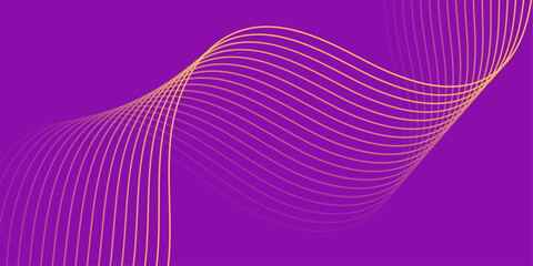 Abstract background with waves for banner. Medium banner size. Vector background with lines. Element for design isolated on purple. Purple and orange color. Brochure, booklet