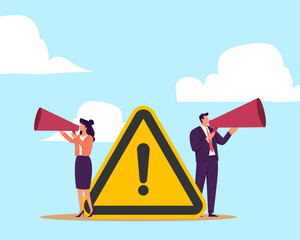 Communicate message, announce job vacancy for hiring, shouting promotion or company communication, warning alert or beware or important message concept