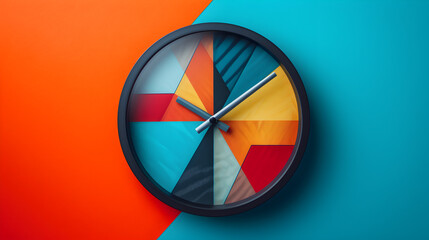 Obraz premium Colorful Wall Clock on Orange Background