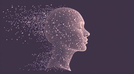  a woman's head with a lot of small stars coming out of the top of her head and the bottom half of her face.