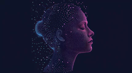 Poster  a woman's face is shown with dots in the shape of a head and a line of dots in the shape of a woman's head. © Shanti