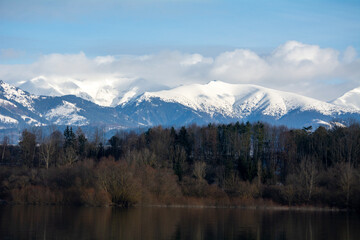 Winter in the Slovak Tatra Mountains full of snow.