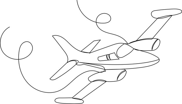 recommend clip art: airplane flies line drawing, sketch on white background vector