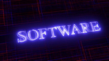 Software Text Animation on technology background.