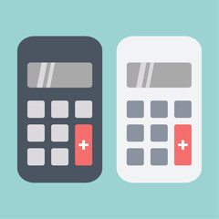 Electronic calculator icon in flat style. Two color versions - dark and light. Vector illustration