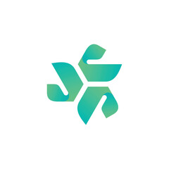 Abstract three cycle logo twisted green vector design