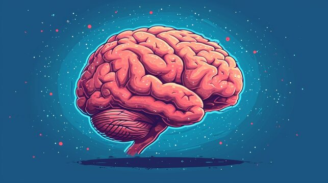 Concept of colorful icon of human brain. Abstract wallpaper, exploding in colors. 