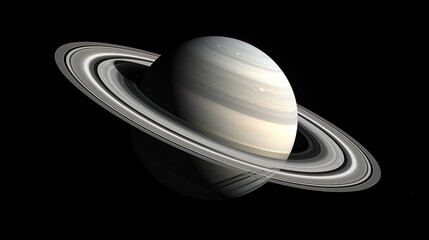 big planet with asteroid rings in open space, astronomy background concept