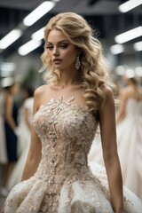 Fototapeta premium Wedding dress on a model mannequin