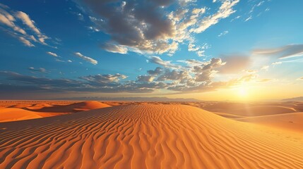 The background shows a wide expanse of desert during the day - obrazy, fototapety, plakaty