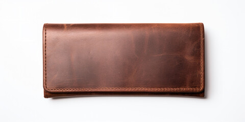 Brown natural leather wallet isolated, AI Generative.