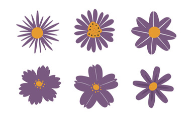 Abstract flowers vector clipart. Spring illustration.