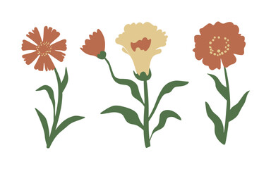 Abstract flowers vector clipart. Spring illustration.