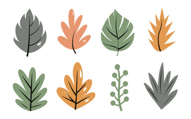 Abstract leaves vector clipart. Spring illustration.