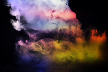 multicolor smoke on black background