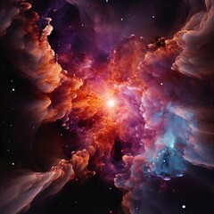 Nebula in space with orange color center AI Generated illustration