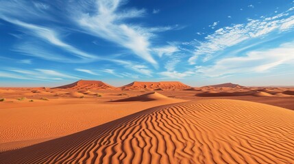 Naklejka premium The background shows a wide expanse of desert during the day
