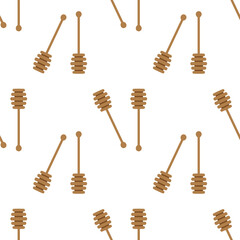 seamless pattern with honey dipper spoon, vector illustration for honey design, beekeeper branding, background, wrapping paper, fabric textile