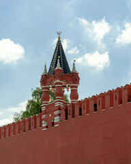 A fragment of the wall of the Moscow Kremlin. View from the Red Square.