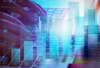 online trading on mobile phone with stock market graph 