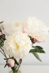 White flower bouquet peonies