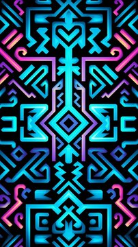 Neon color viking pattern texture AI Generated pictures