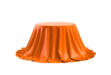 Round box covered with satin fabric. Png clipart isolated on transparent background