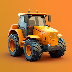 Obraz na płótnie Canvas Hyper-realistic 3D Tractor Vector Minimalism Icon with Vray Tracing