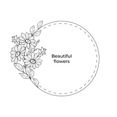 Hand drawn floral frame with flowers, branch and leaves. Elegant logo template. Vector illustration for labels, branding business identity, wedding invitation