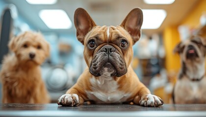 pet care business, such as a grooming salon or daycare, highlighting the love, care, and joy associated with pet-related services, cat dog, cat with dog, AI