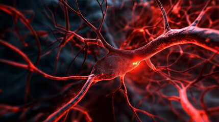 Blood vessels, neural connections. The movement of blood inside the human body. Foci of inflammation