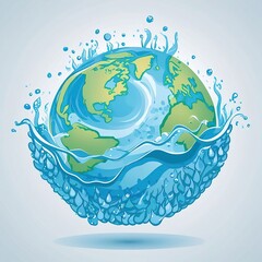 Fototapeta premium Vector illustration of a Background for World Water Day with water splashes and brush.
