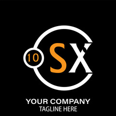 Obraz premium SX Letter Logo Design. SX Company Name. SX Letter Logo Circular Concept. Black Background.