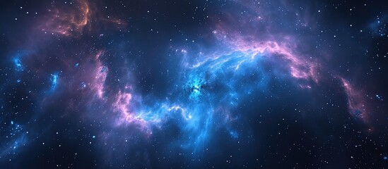Naklejka premium Generated abstract rendering of blue spiral nebula in space.