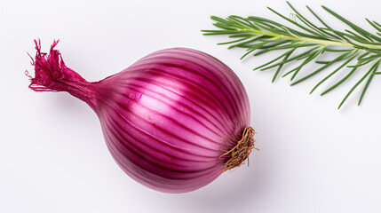 Half of red Onion isolated on white background. Top view, flat lay. Generate AI