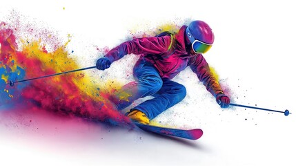 man or women ski in snow created by ai