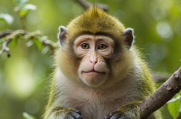 Fototapeta premium Monkey in a tree by Ai tool