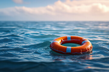 Life Preserver Floating in the Middle of the Ocean - Powered by Adobe