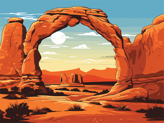 arch in the desert - obrazy, fototapety, plakaty