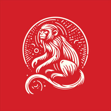 Vector Zodiac Sign for Year of Monkey