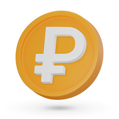 Obraz premium 3D coin. The Russian ruble. Currency symbol, 3D icon. Vector sign isolated on a white background