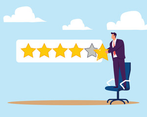 Best star rating, high quality product or good quality service, excellence customer feedback, user experience or five stars ranking concept