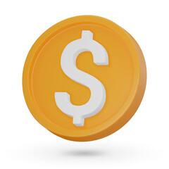 3D coin. The American dollar. Currency symbol, 3D icon. Vector sign isolated on a white background