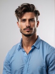 Obraz premium Portrait of handsome men, tshirt model posing in white background