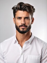Fototapeta premium Portrait of handsome men, tshirt model posing in white background