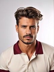 Obraz premium Portrait of handsome men, tshirt model posing in white background